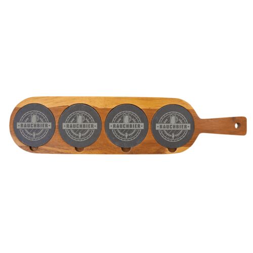 18 1/2" x 4 1/4" Acacia Wood/Slate Serving Board Thumbnail