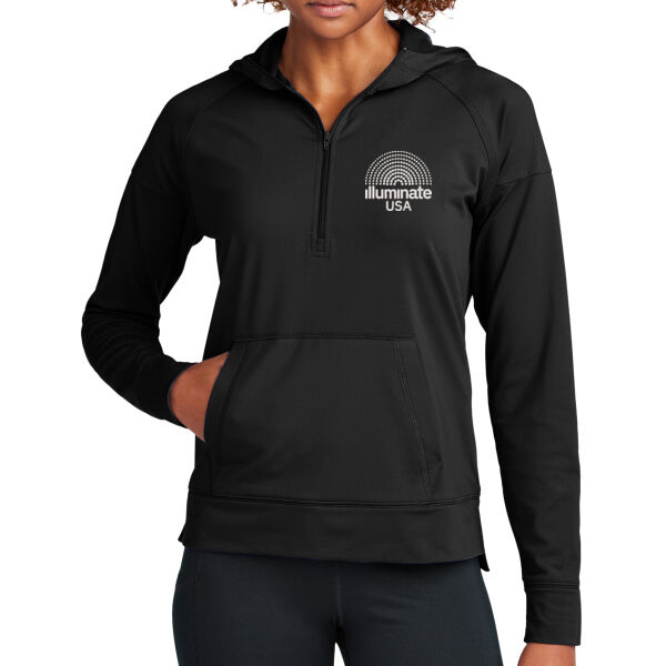 Illuminate USA - Ladies Sport Wick ® Stretch 1/2 Zip Hoodie Thumbnail