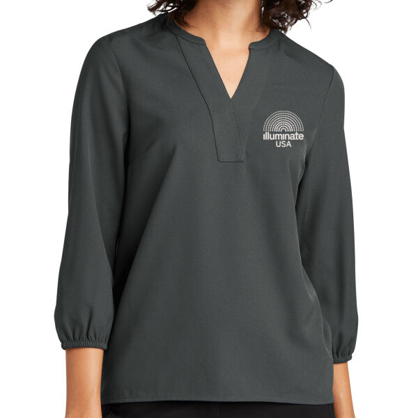 Illuminate USA - Women's Stretch Crepe 3/4 Sleeve Blouse Thumbnail