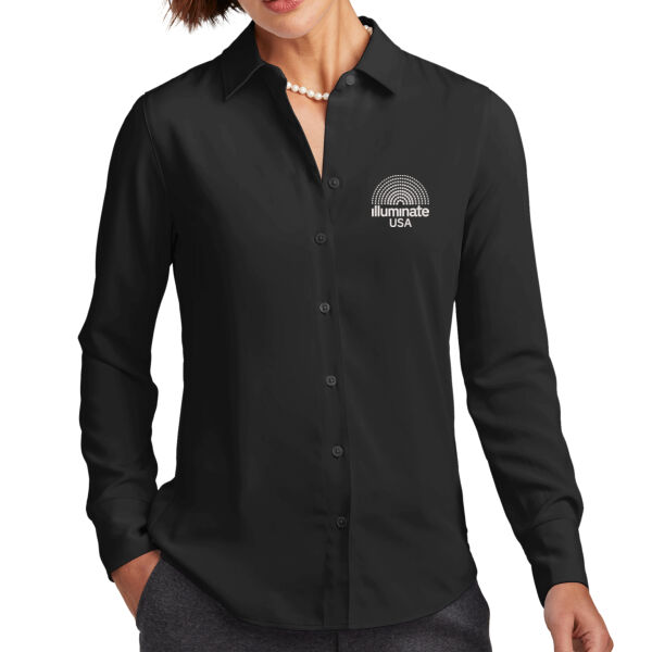 Illuminate USA - Women's Full Button Satin Blouse Thumbnail
