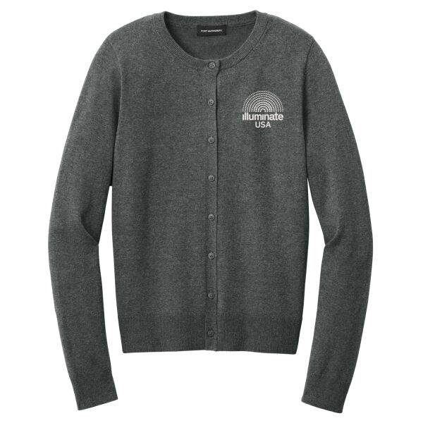 Illuminate USA - Women's Easy Care Crewneck Cardigan Sweater Thumbnail