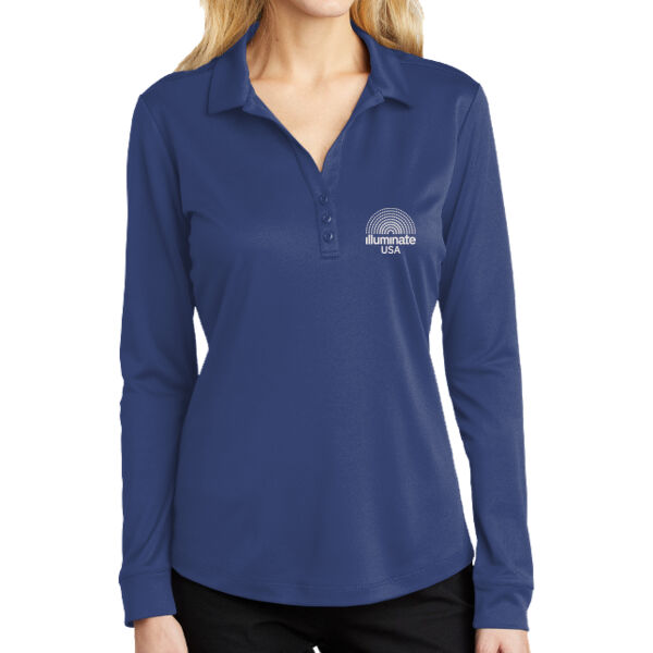 Illuminate USA - Ladies Silk Touch  Performance Long Sleeve Polo Thumbnail